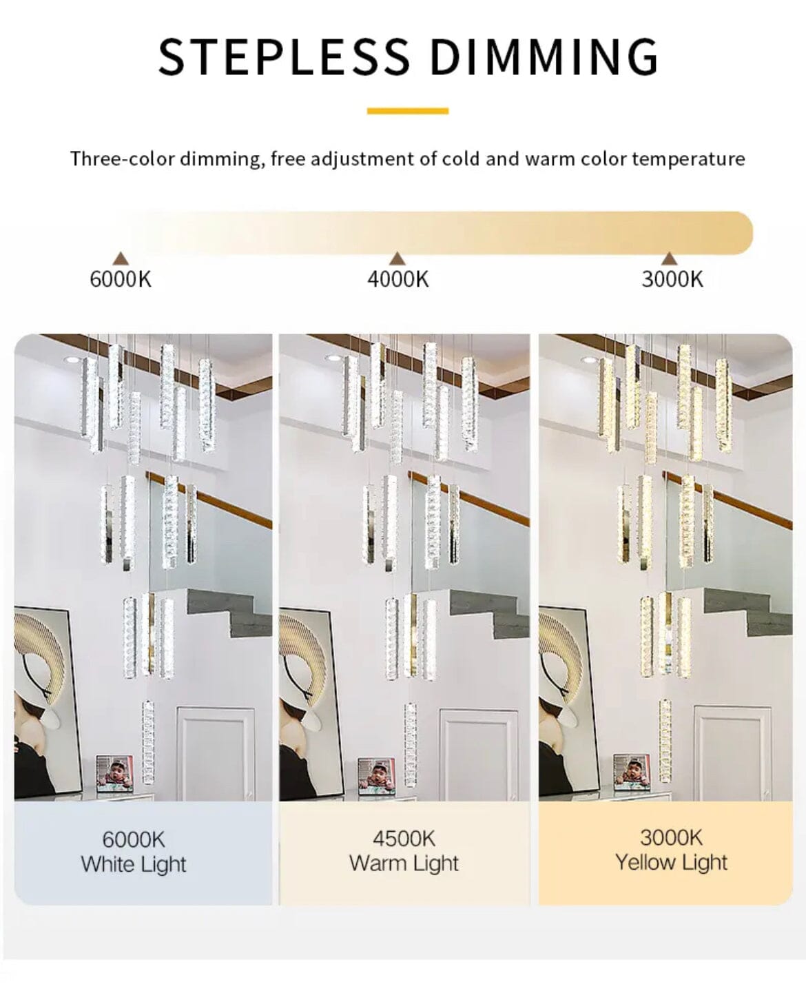 Crystal Chandelier With LED Lighting for Stairwells and Entryways, Orabella