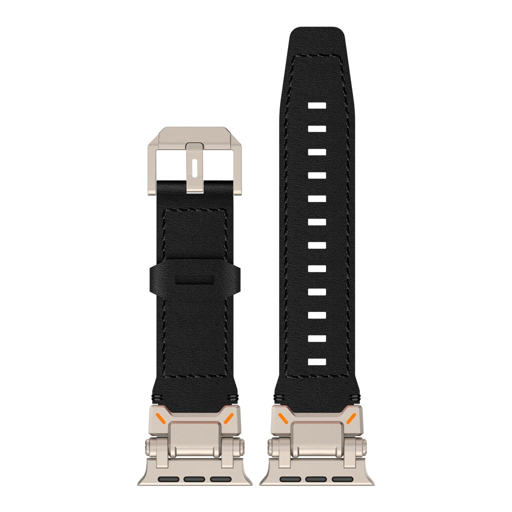 Crazy Horse Leather Apple Watch Band, Titanium Adapter, Hand-Stitched