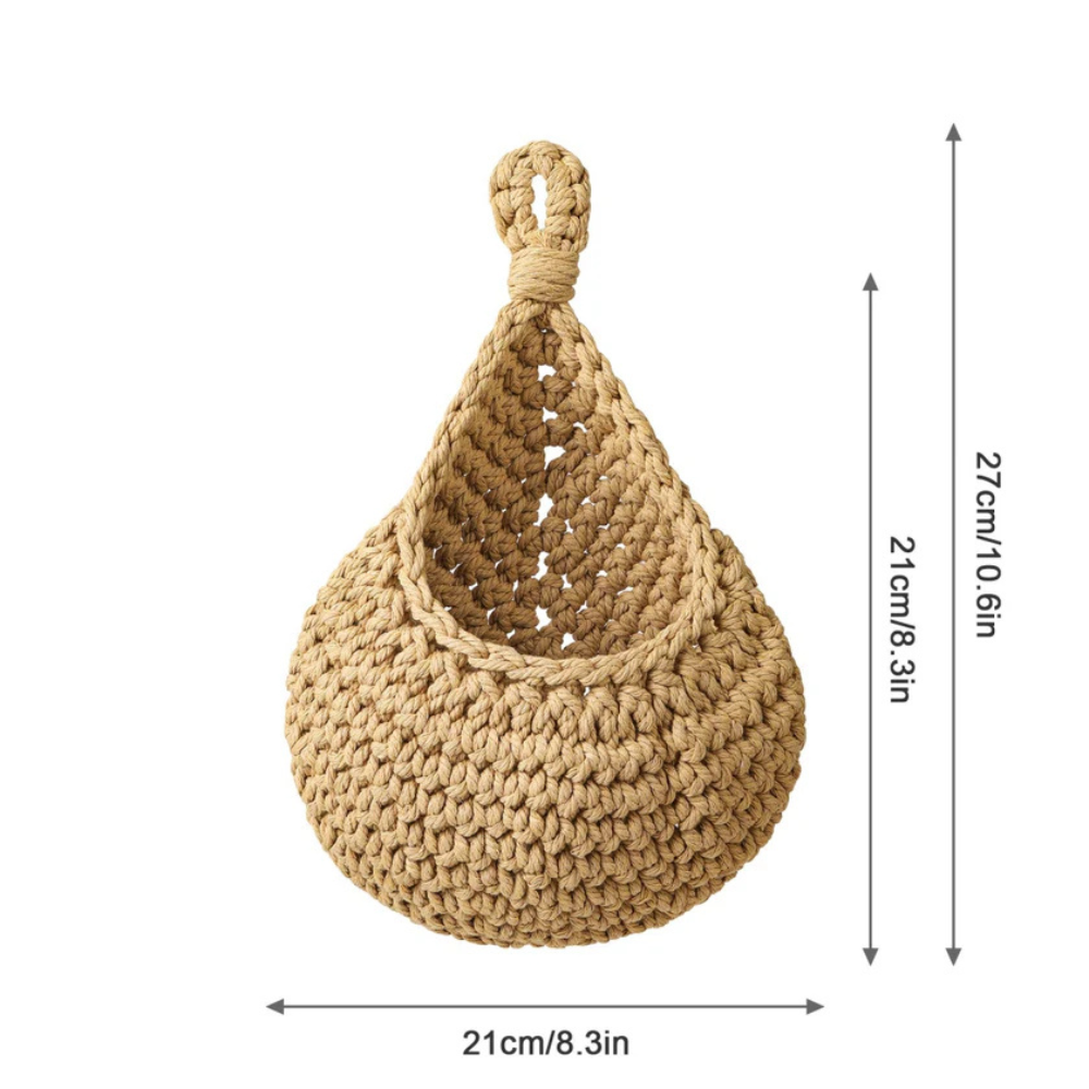 Coș suspendat, iută împletită manual, accent decorativ rustic boho pentru casă