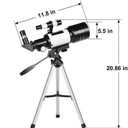 Tragbares Einsteiger-Teleskop mit Stativ, Mondbeobachter 70 mm, 150-fache Vergrößerung
