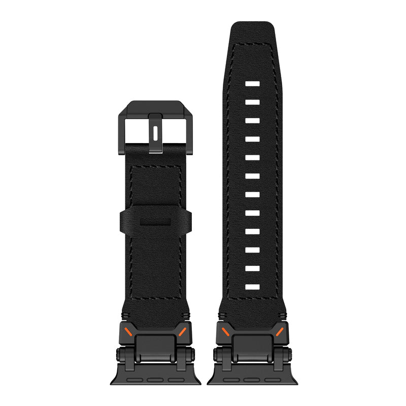 Crazy Horse Leather Apple Watch Band, Titanium Adapter, Hand-Stitched
