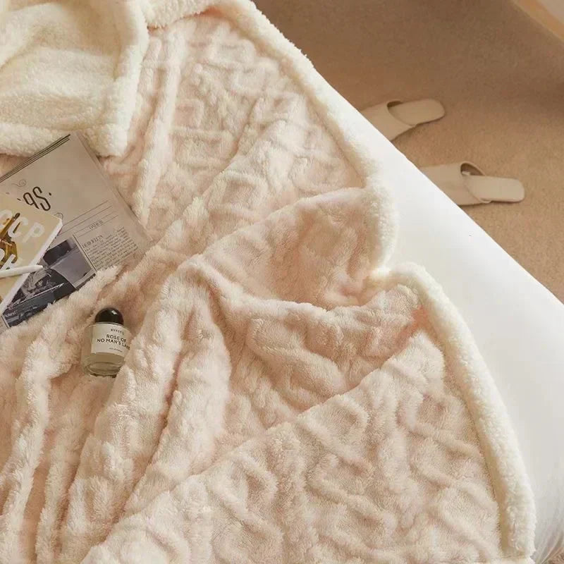Snowhaven Reversible Wool Blanket, Lambswool & Microfiber Flannel