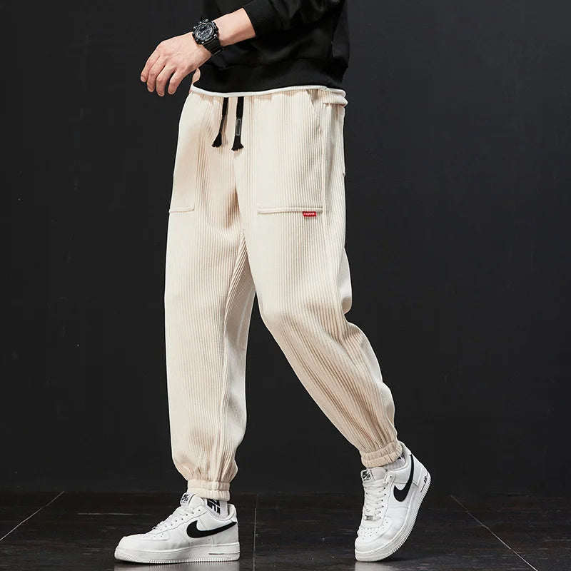 Creston Corduroy Joggers, Soft Stretch Fit With Drawstring Waist
