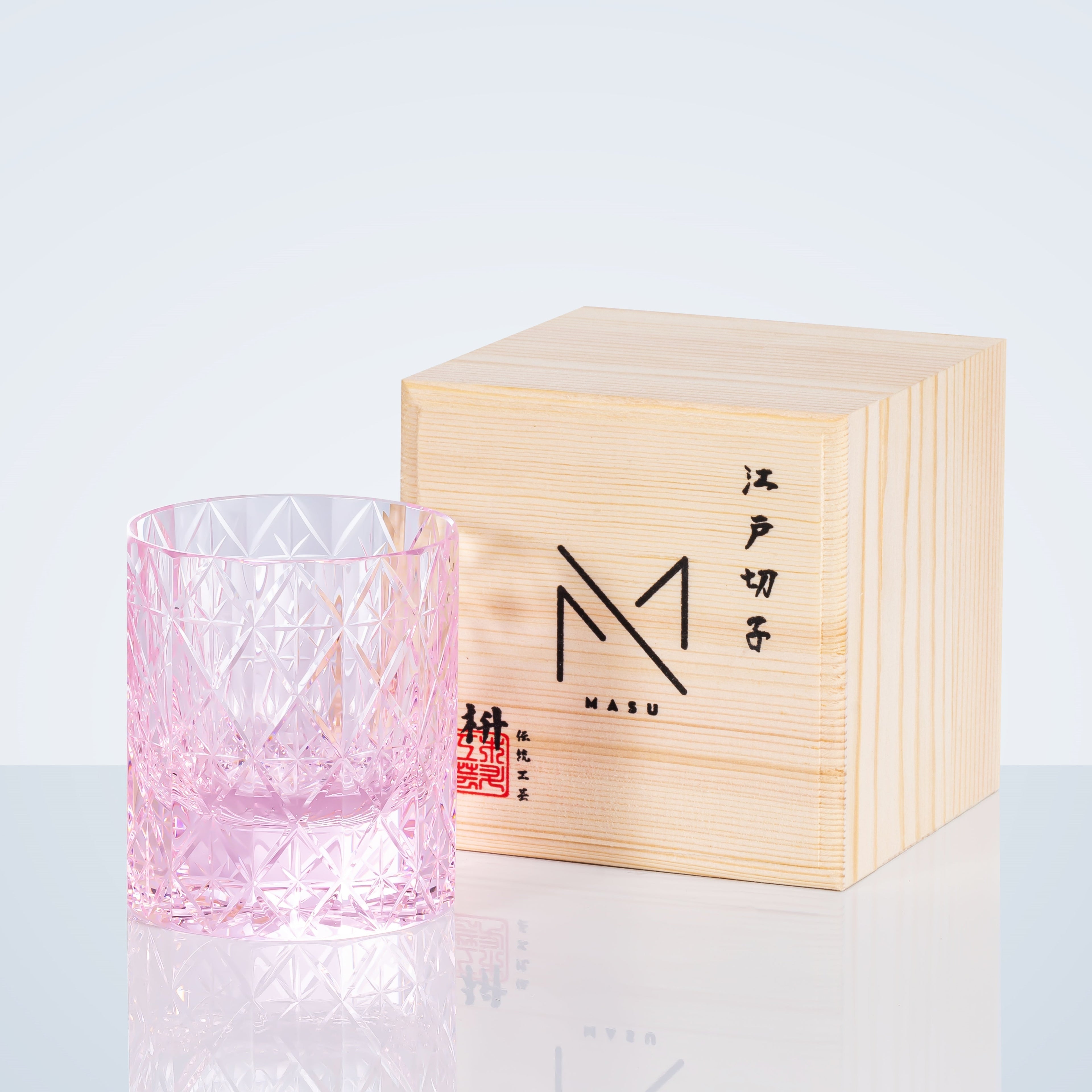 Copo de Whisky Hoshira Celestial Edo Kiriko em Caixa de Presente de Madeira