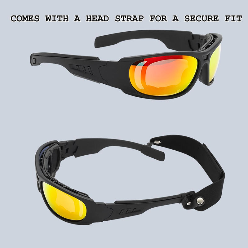 VeloLux Polarized Motorcycle Sunglasses, UV400 Mirror Lens, Wraparound Fit