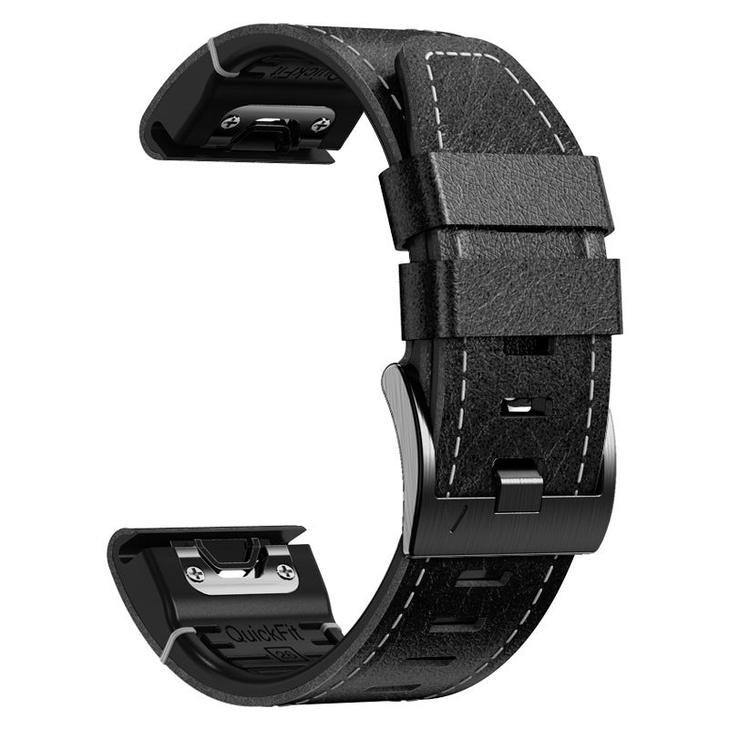 Garmin Fenix Hybrid Watch Strap, Leather And Silicone, Arion Series