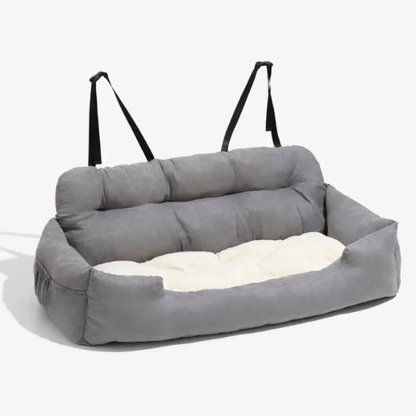 Cama-asiento de coche para perros con arnés de seguridad y bordes elevados, para perros medianos y grandes