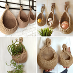 Coș suspendat, iută împletită manual, accent decorativ rustic boho pentru casă