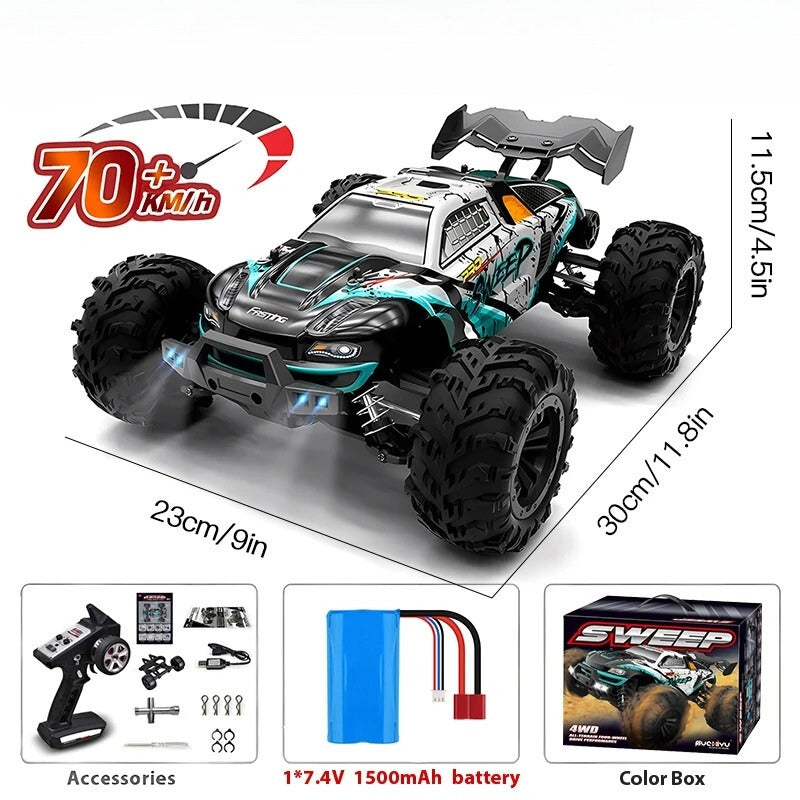 RC terénní truck StormRift 4WD v měřítku 1:16 s LED osvětlením a dálkovým ovládáním pro jízdu v noci