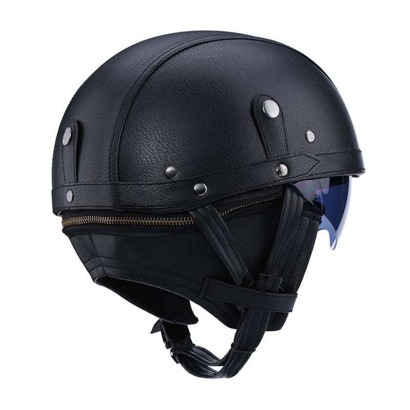 NovaRove バイクヘルメット、レトロスタイル、格納式UVレンズ、DOT認証済み