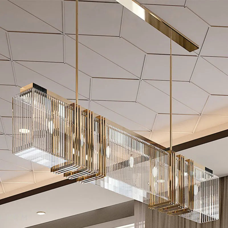 Kristy Metal Chandelier Pendant Light, Luxury Rectangular, Gold | Fioriscas