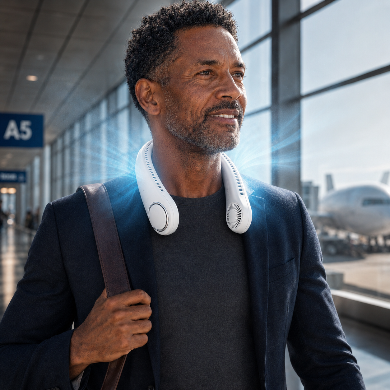 AeroLux Neck Fan Bladeless With Rechargeable USB C Wearable Cooling