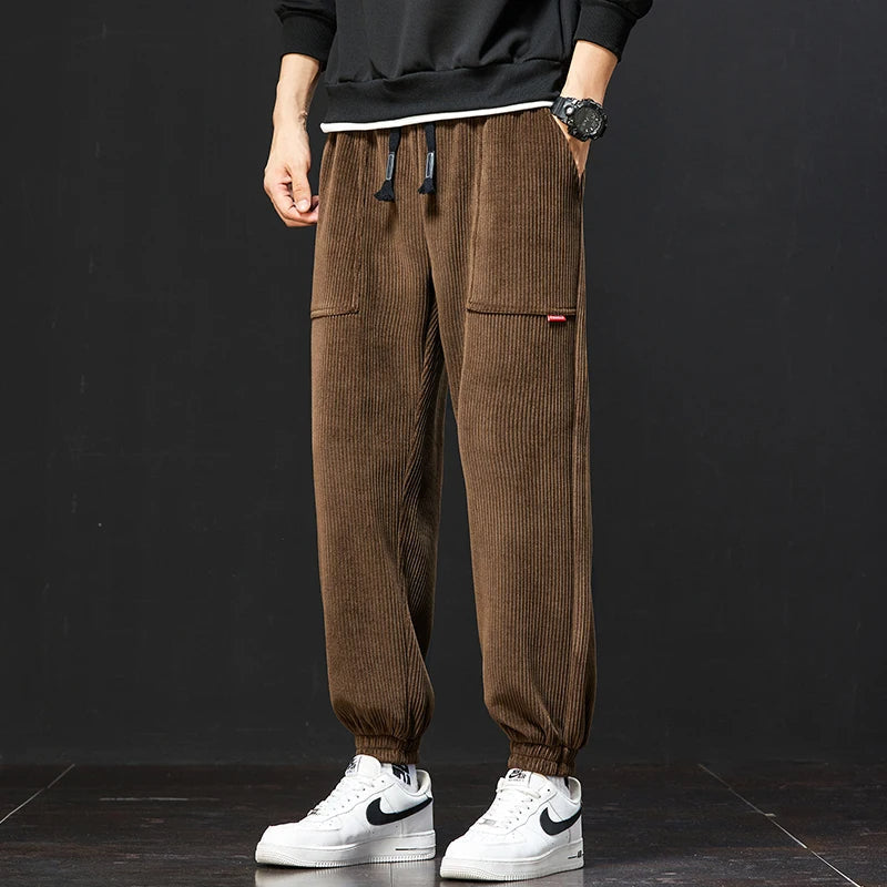 Creston Corduroy Joggers, Soft Stretch Fit With Drawstring Waist