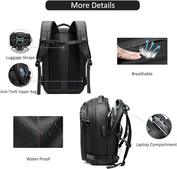 Mochila de viagem expansível de 60 L com compartimento de compressão para roupa molhada e seca
