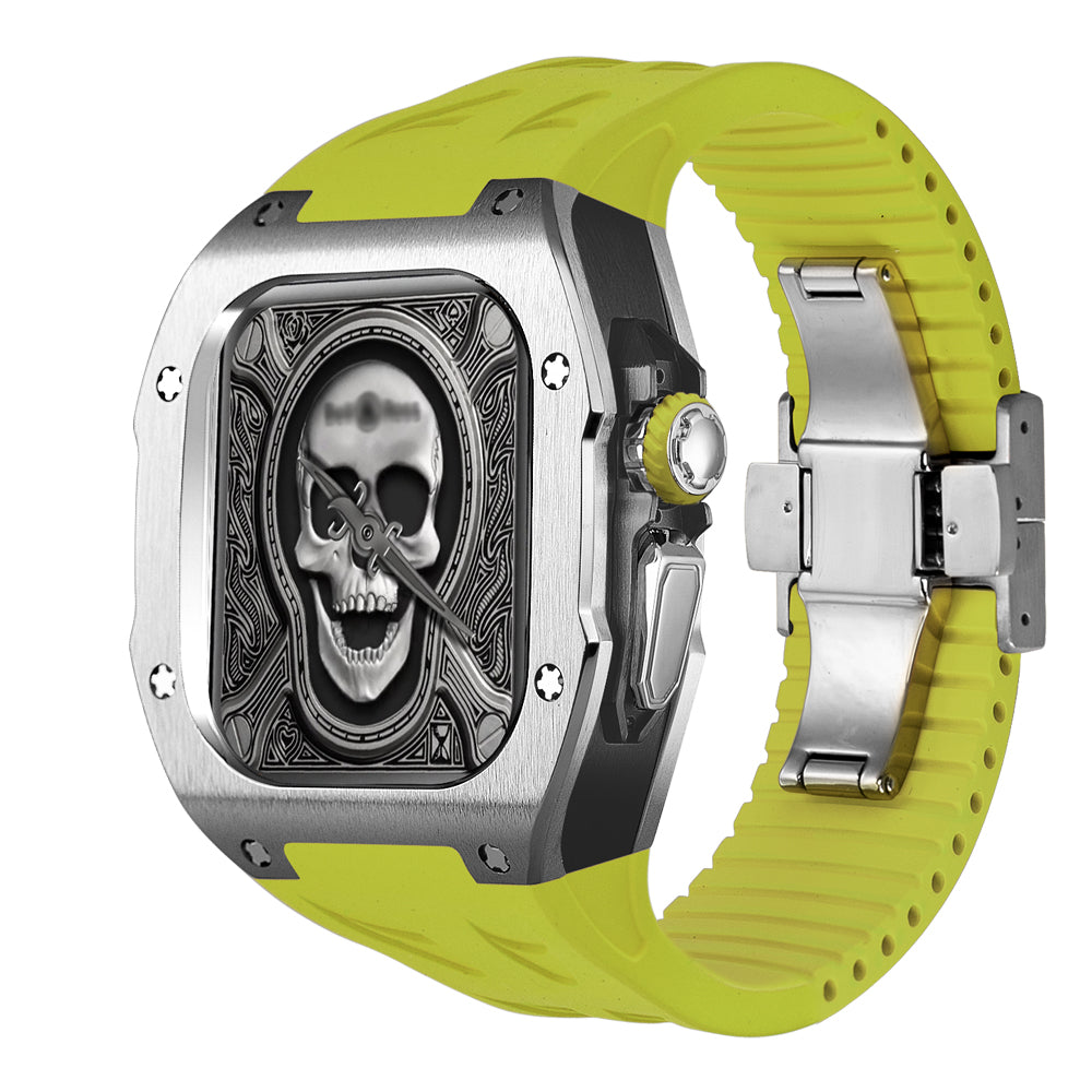 Kit de modification de boîtier en titane pour Apple Watch Ultra avec bracelet en caoutchouc fluoré