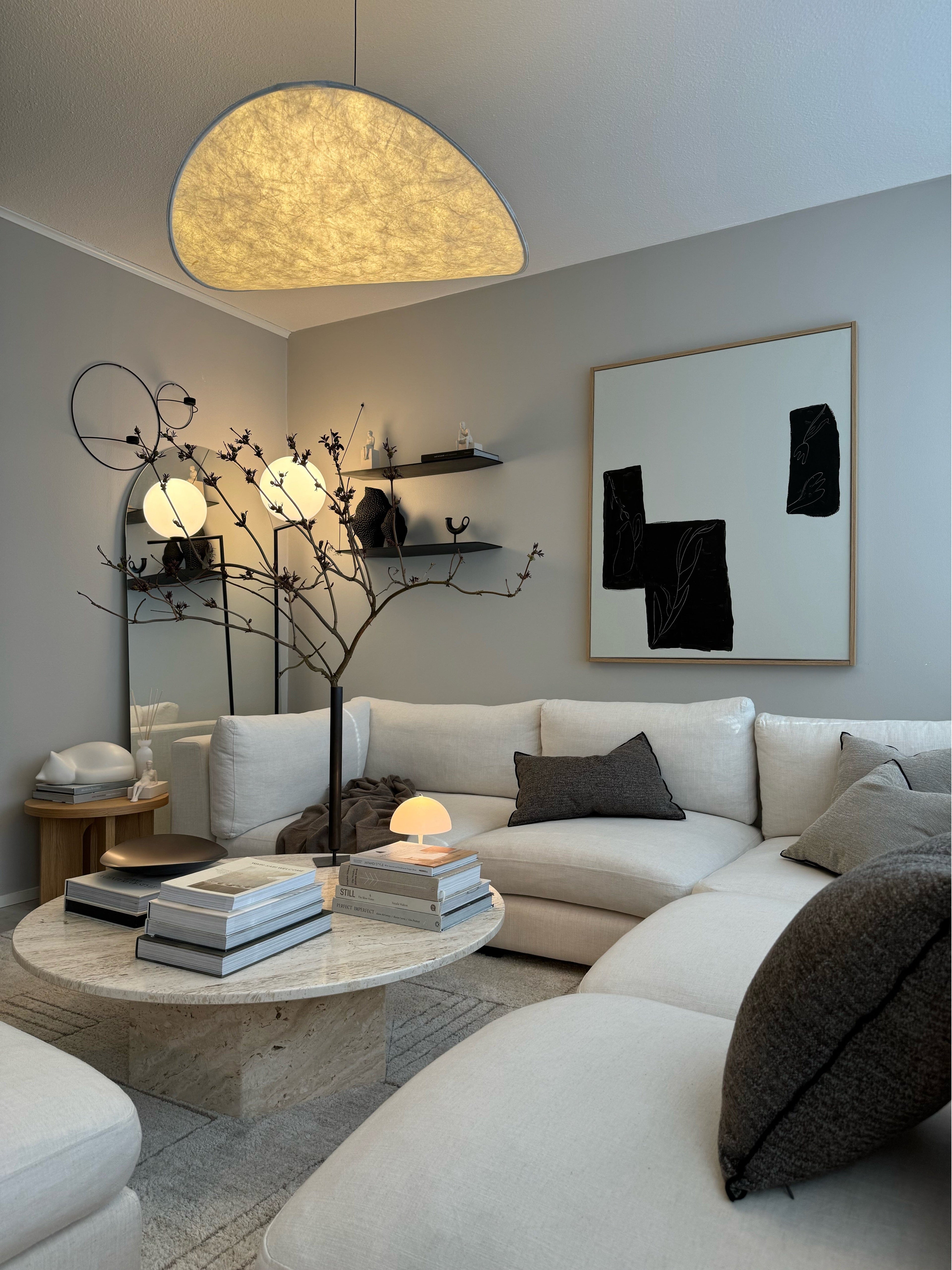 Lyra LED Chandelier With Layered Silk-Leaf Shade, Nordic-Style Design