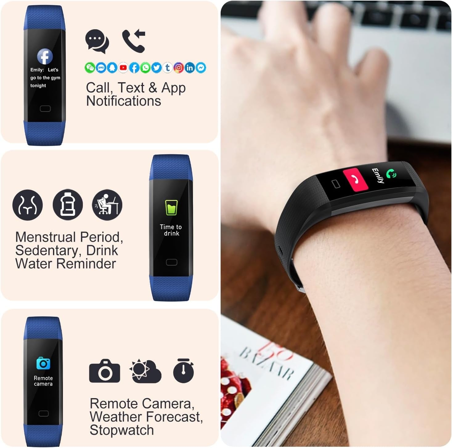 Wasserdichte Luma-Smartwatch mit Herzfrequenz- und Blutdruckmessung