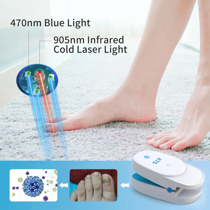 Dispositivo de luz para el cuidado de uñas con clip, doble haz de 905 nm y 470 nm, recargable