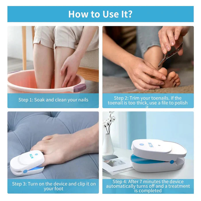 Dispositivo de luz para el cuidado de uñas con clip, doble haz de 905 nm y 470 nm, recargable
