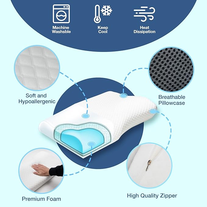 Almofada ergonómica SomnoNova com suporte para o pescoço, para um sono mais tranquilo
