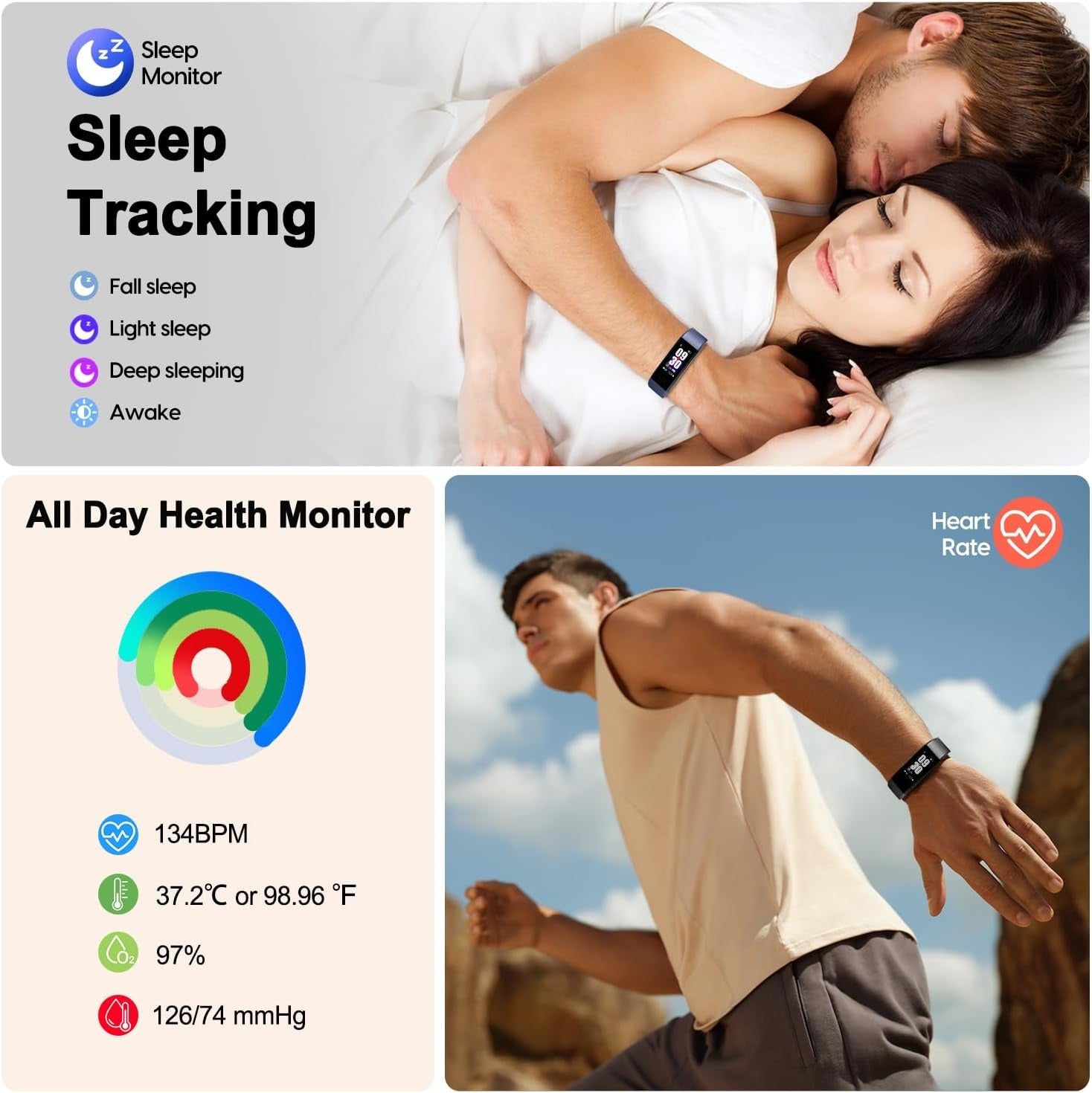 Wasserdichte Luma-Smartwatch mit Herzfrequenz- und Blutdruckmessung
