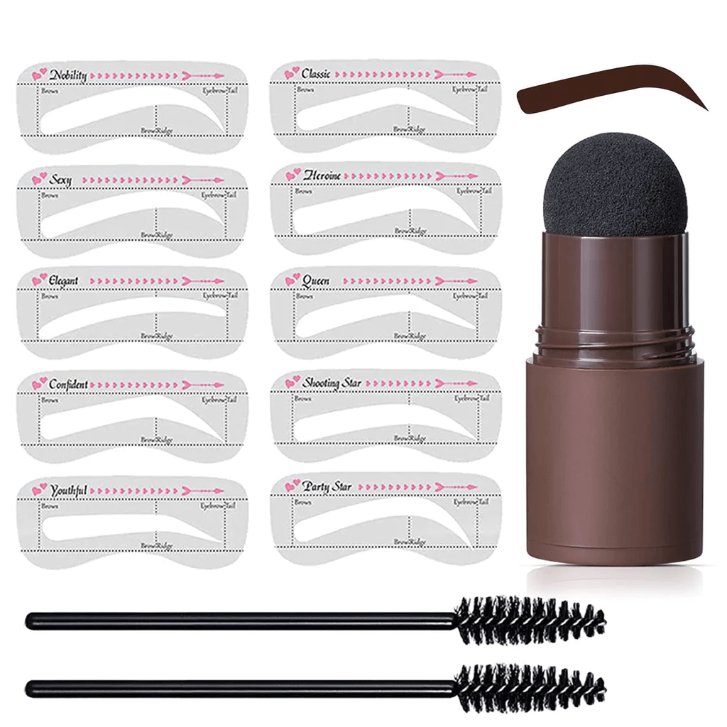Set ștampilă și șablon pentru sprâncene BrowCraft, pomadă rezistentă la apă, 6 nuanțe