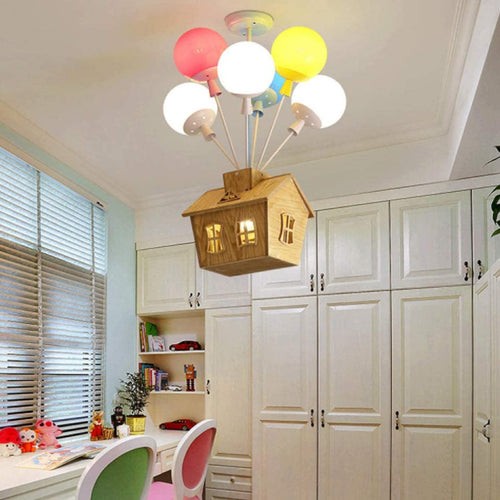 Aria Designer Flush Mount Ceiling Light Wood Children's Room | Fioriscas