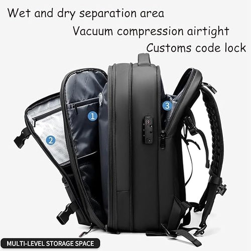 Mochila de viagem expansível de 60 L com compartimento de compressão para roupa molhada e seca
