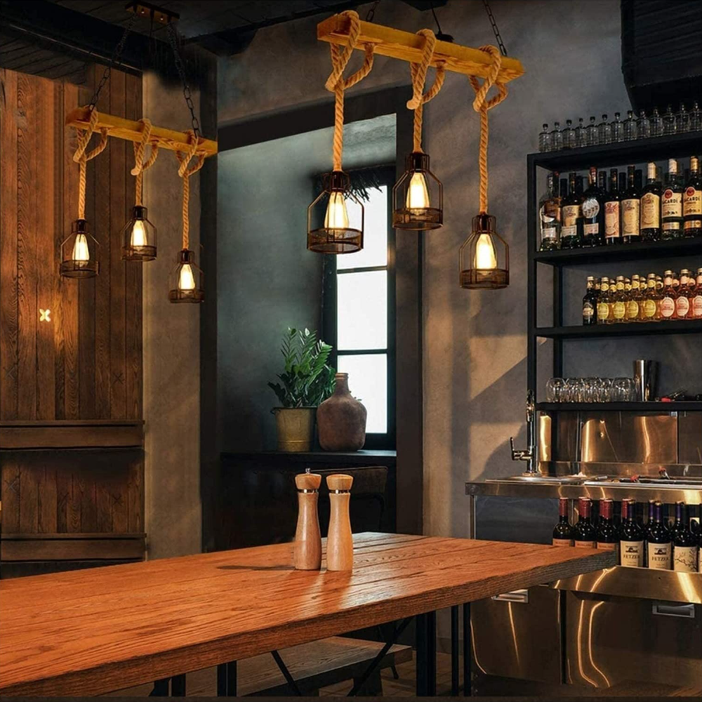 Quoro Hemp Rope Industrial Grenade Chandelier | Fioriscas