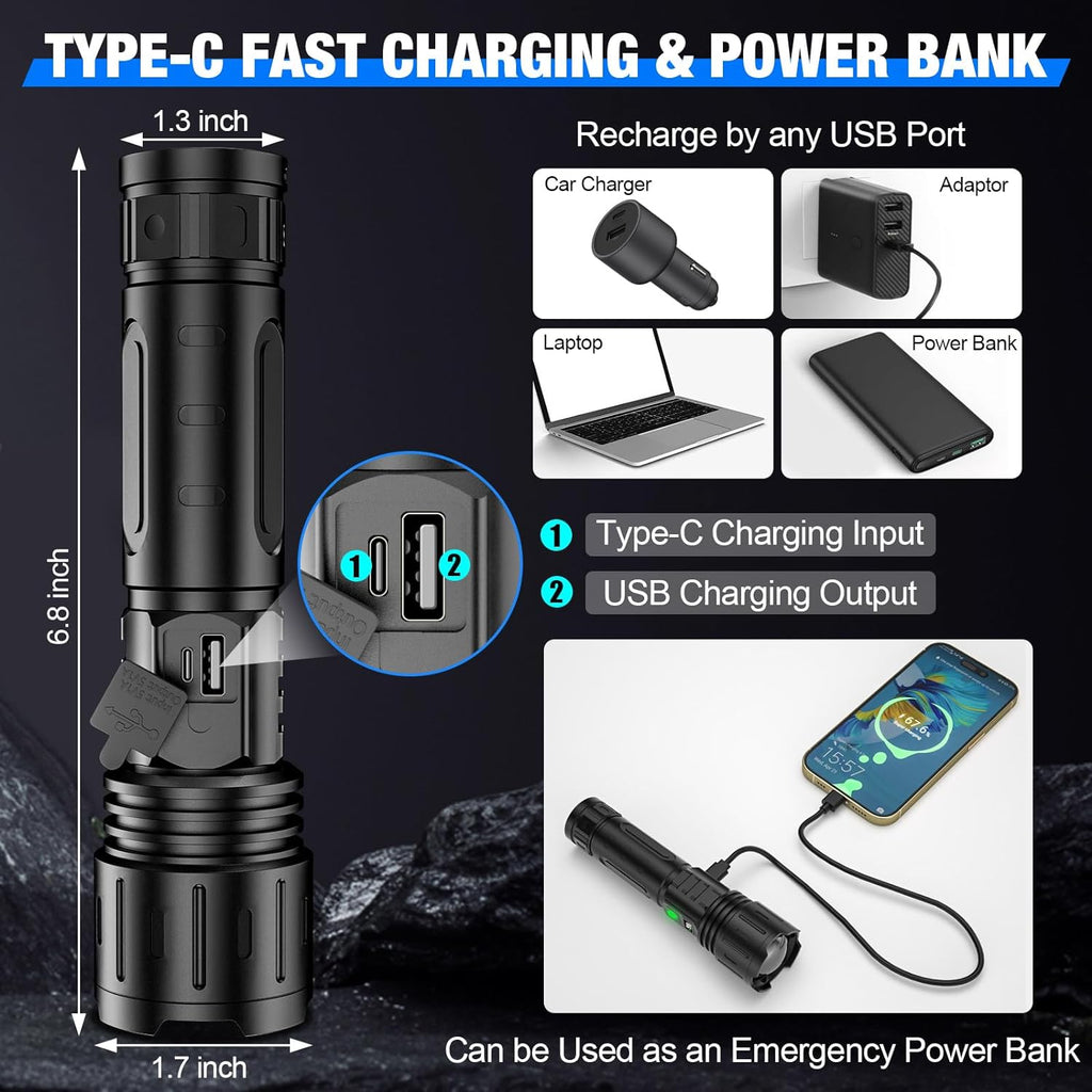 Svítilna LumenForge s výkonem 100000 lumenů, taktická, s dobíjecí powerbankou