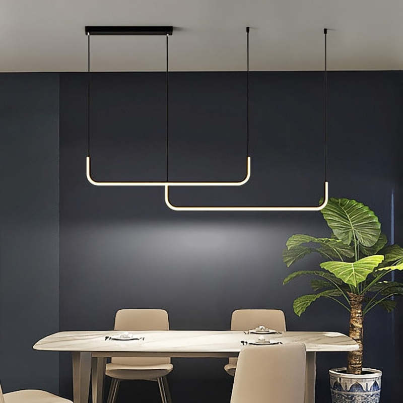 EdgeGlow pendellampe i metall og silikon, to LED-hoder, 90–150 cm