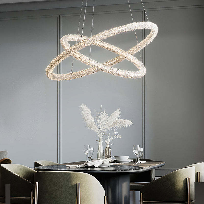 Kristy Art Deco Chandelier, Metal & Crystal, 1/2/3 Ring | Fioriscas