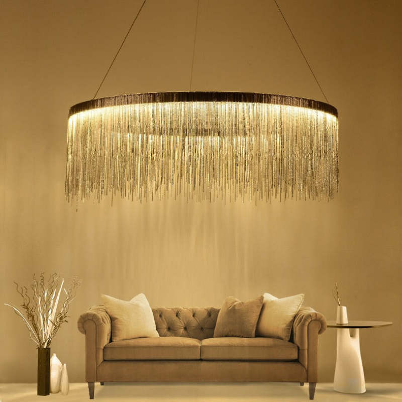 Arisha Tassel Chain Art Deco Pendant Light Silver/Gold Living Room/Hall | Fioriscas