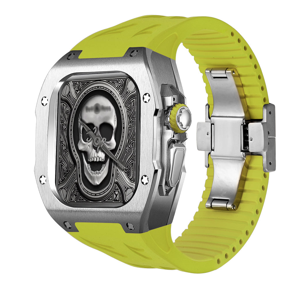 Kit de modification de boîtier en titane pour Apple Watch Ultra avec bracelet en caoutchouc fluoré