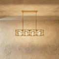 Aurelia Copper Textured Glass Linear Chandelier For Modern Living