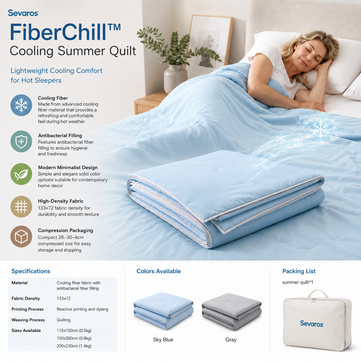 Breathable Cooling Quilt, Lightweight Antibacterial Comforter For Summer