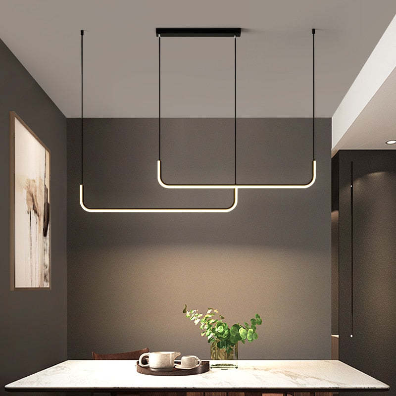 EdgeGlow pendellampe i metall og silikon, to LED-hoder, 90–150 cm
