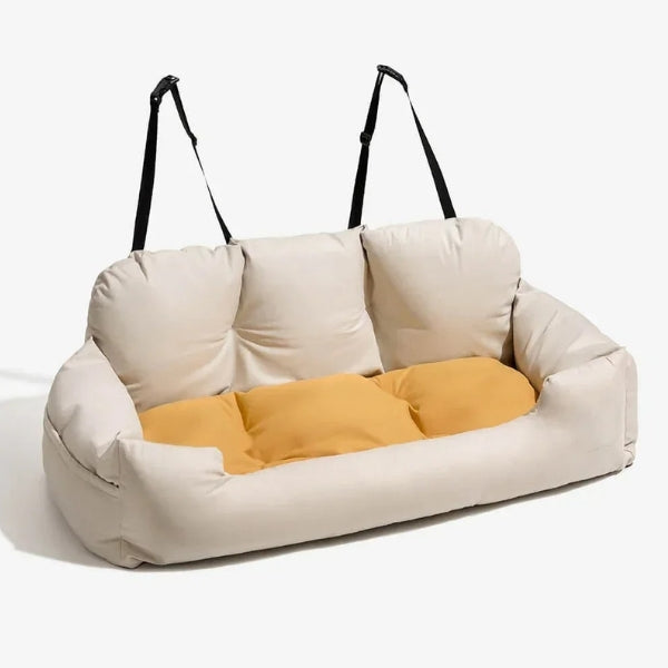 Cama-asiento de coche para perros con arnés de seguridad y bordes elevados, para perros medianos y grandes