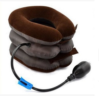 CerviEase Inflatable Neck Stretcher, Adjustable Air Wrap, Blue & Coffee