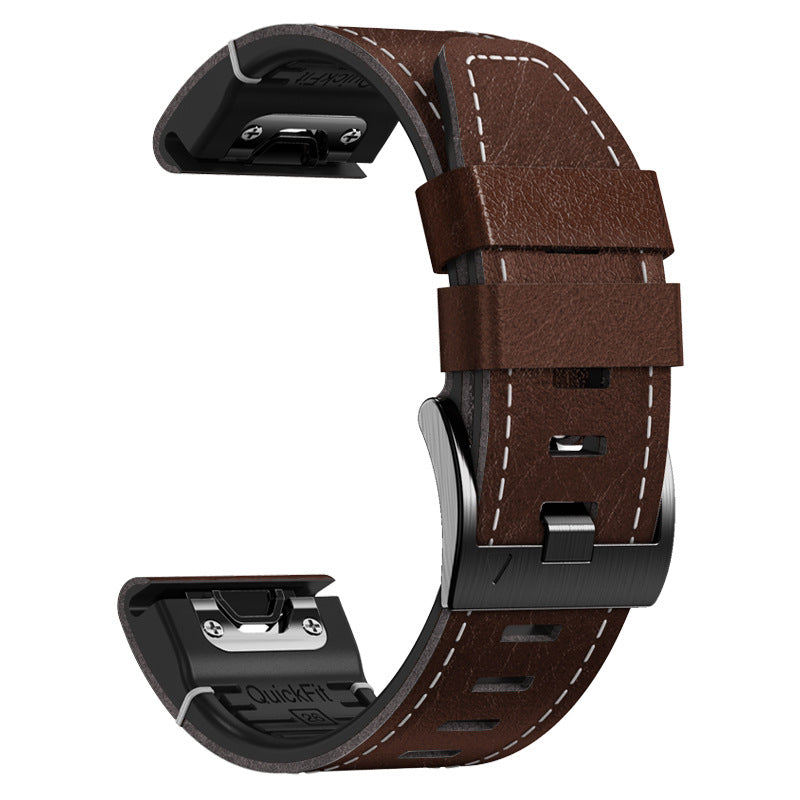 Garmin Fenix Hybrid Watch Strap, Leather And Silicone, Arion Series