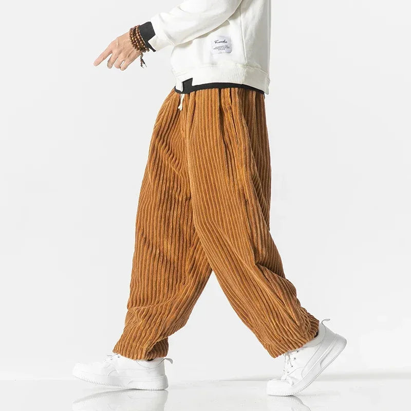 Wide-Leg Corduroy Joggers, Marlow, Ribbed Texture for Everyday Comfort