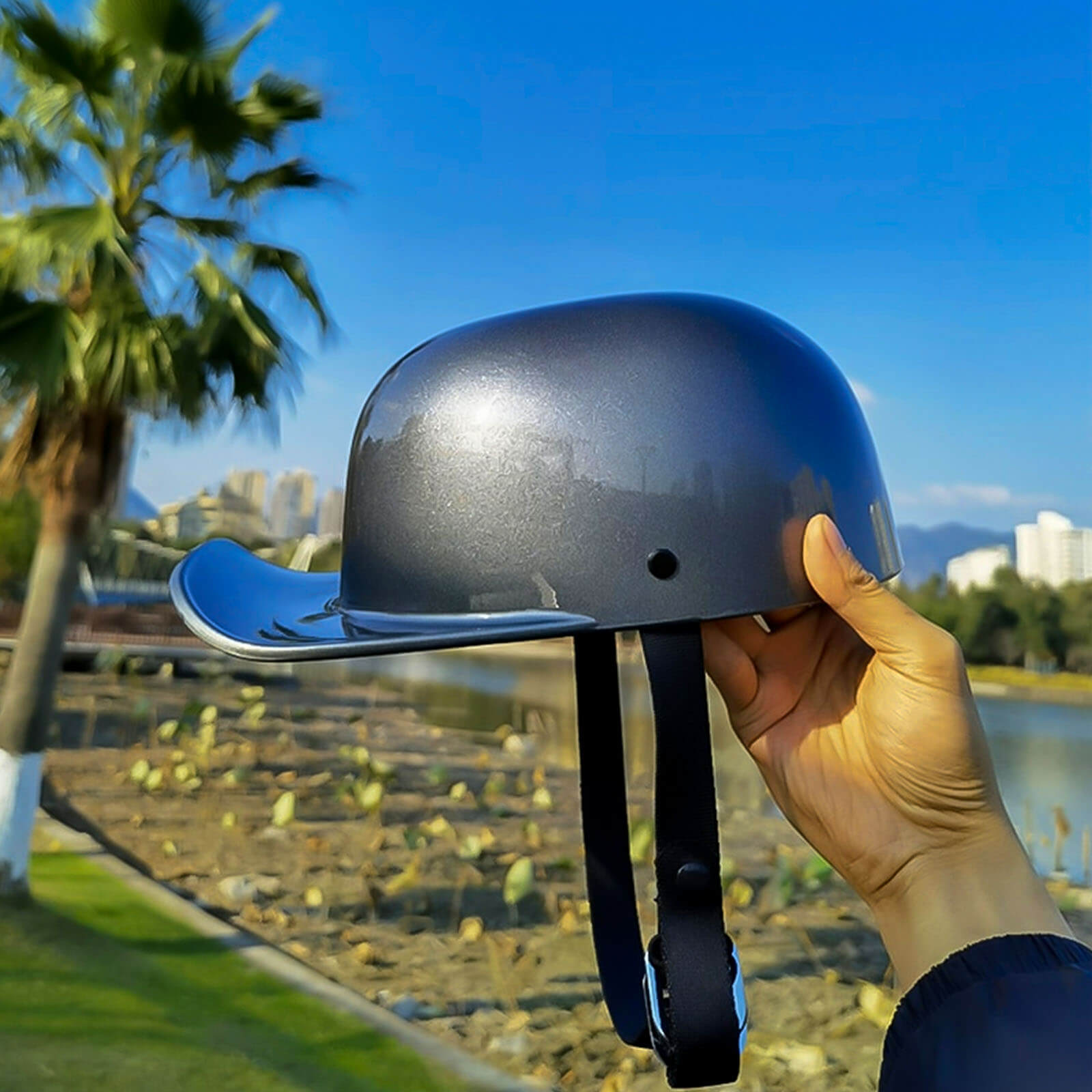 Capacete de mota RoverGuard com design de boné de basebol, certificado pelo DOT