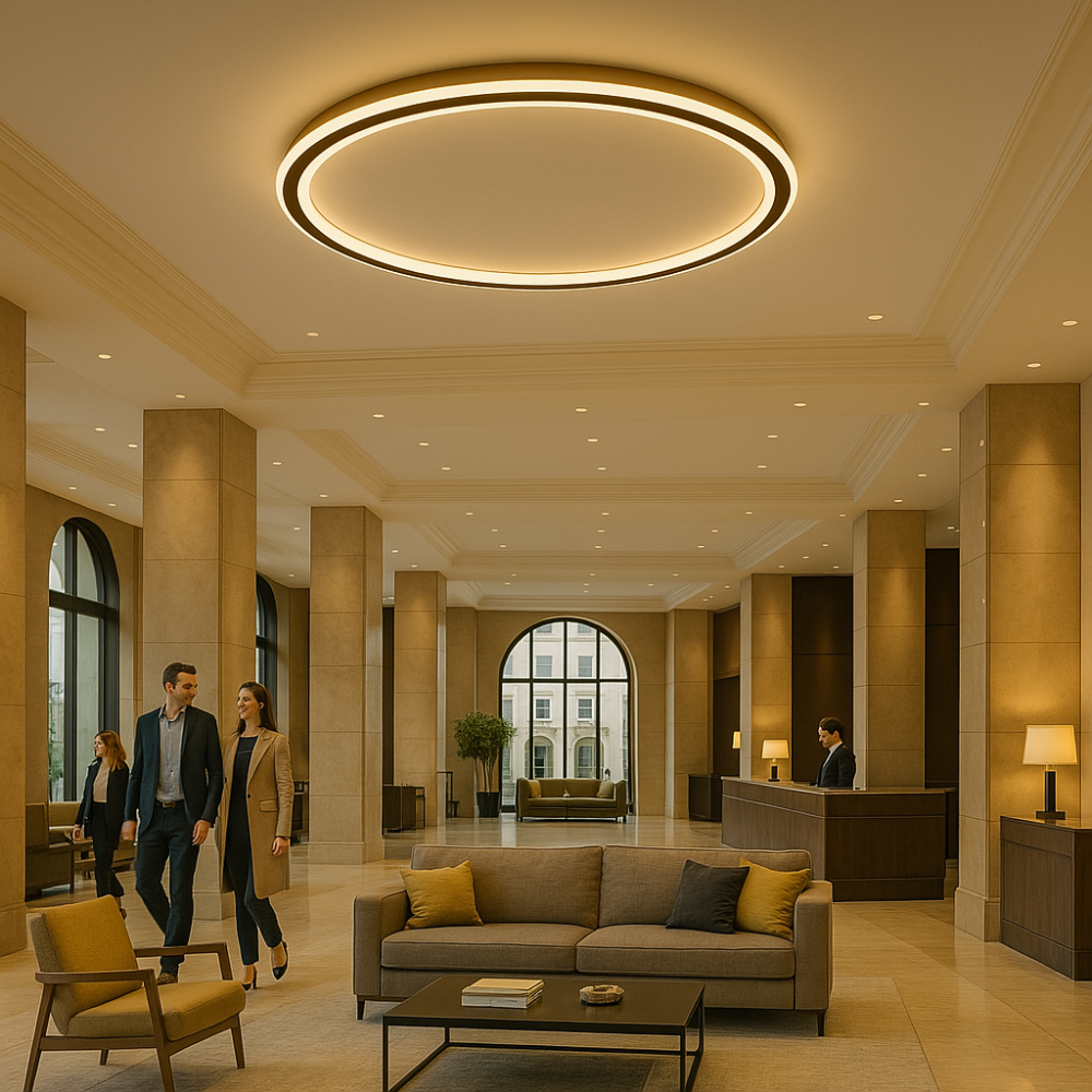 Lámpara de techo LED regulable SkagaNova, de aluminio y acrílico de estilo escandinavo