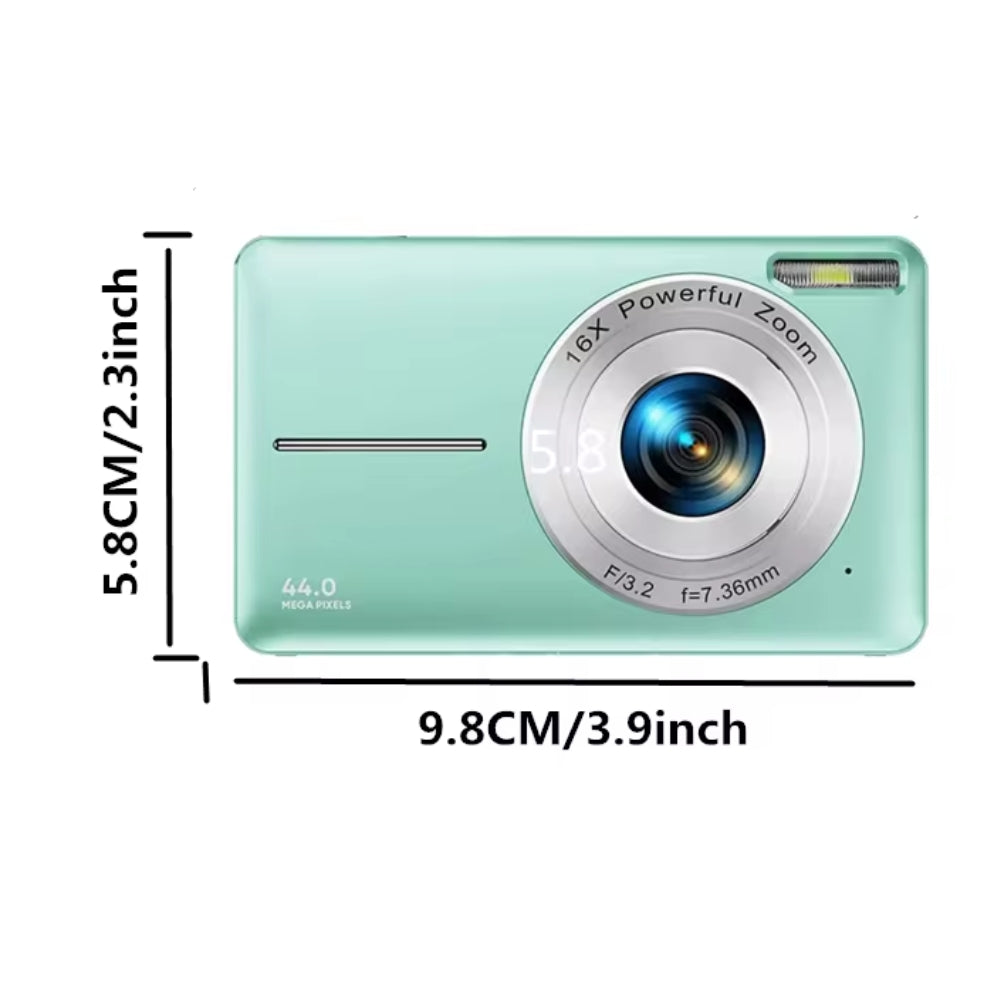 Wiederaufladbare Vlogging-Kamera mit 16-fachem Zoom, 44-MP-Fotos und 1080p-Video