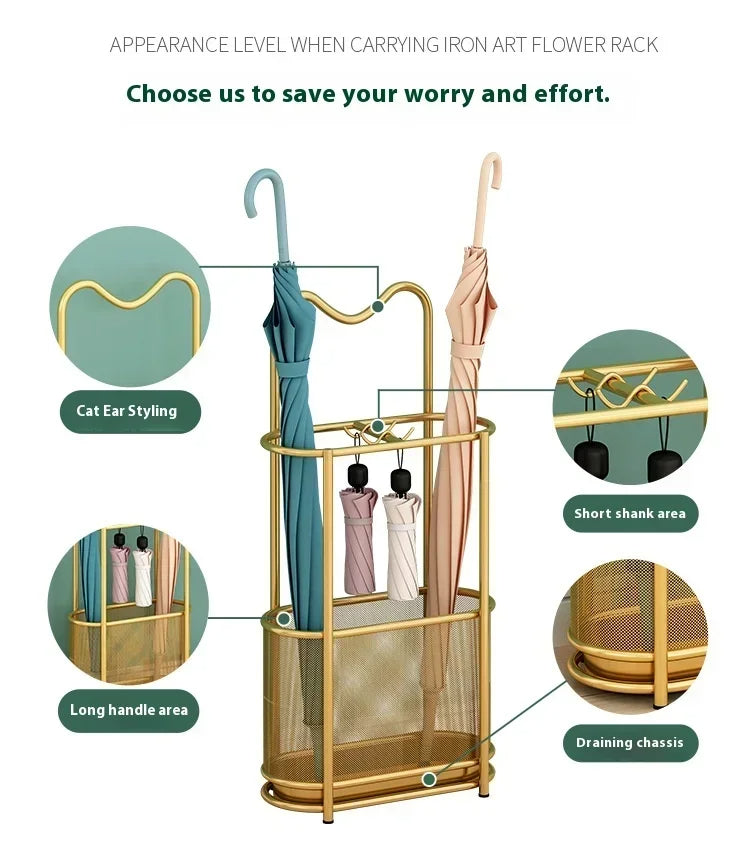 Freestanding Metal Umbrella Stand with an Integrated Water Tray, AstraGuard