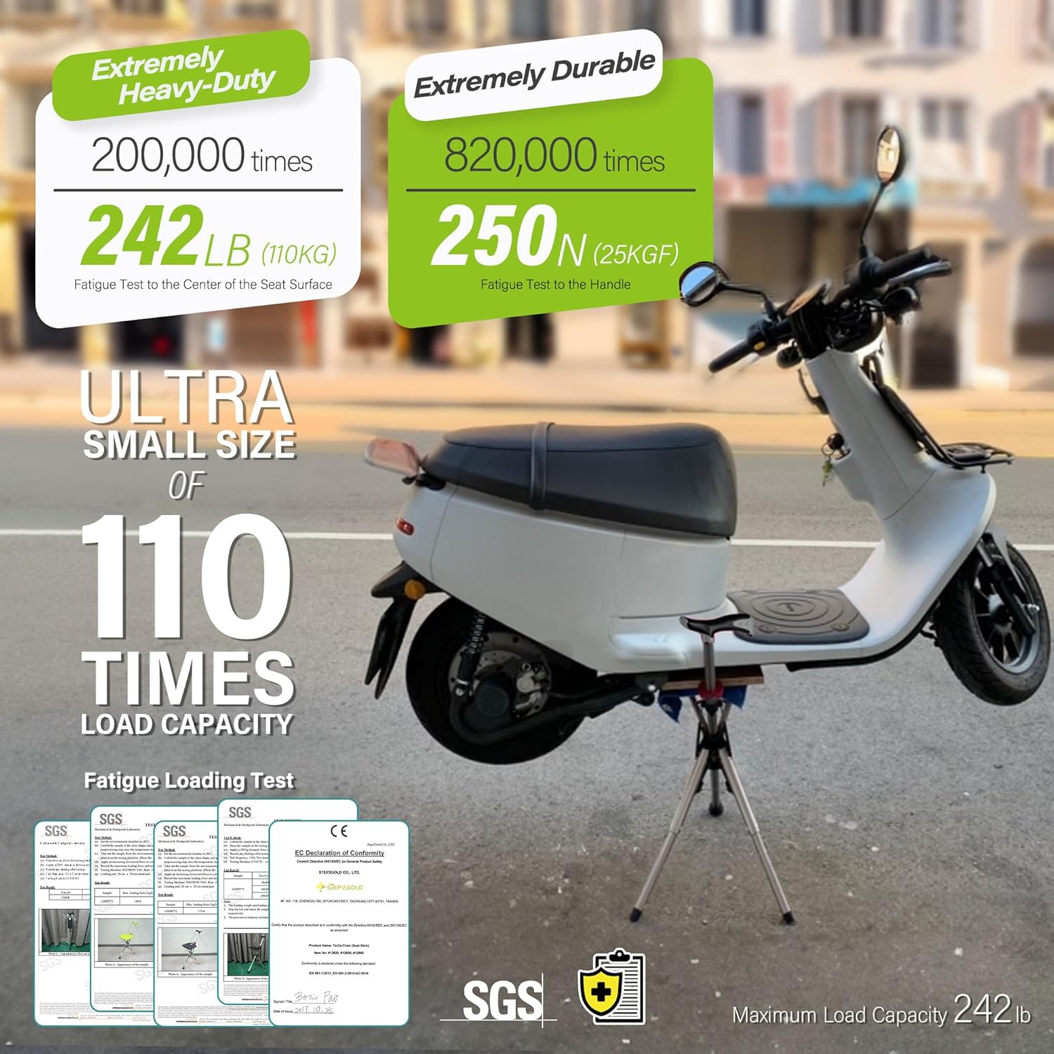 Bastão de caminhada TerraNest com assento integrado, design dobrável em alumínio aeronáutico