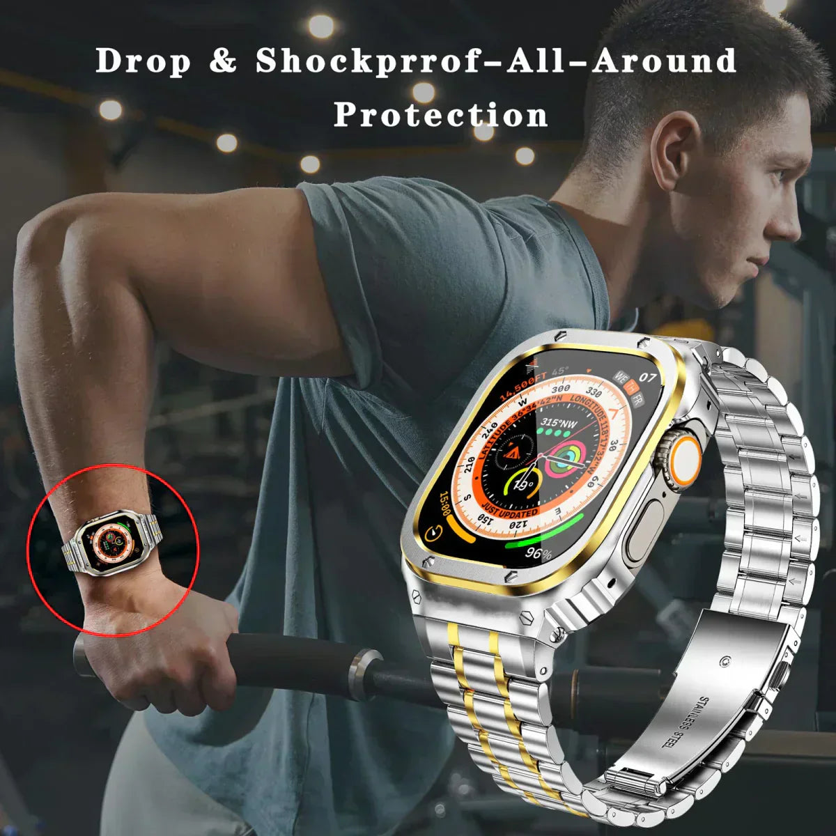 Alera Stainless Steel Band and Case for Apple Watch, All-in-One