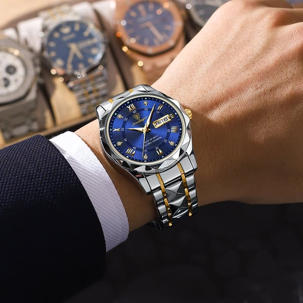 Diamond-Bezel Watch For Men, Maristel Waterproof With Glowing Dial