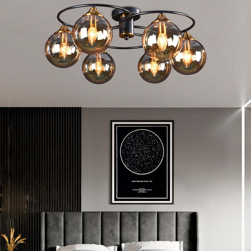 Valentina Nordic Bubble Glass Ceiling Light, Gray/Amber | Fioriscas