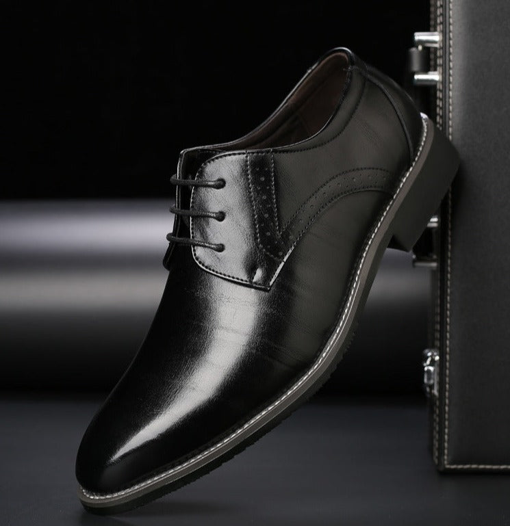 AeroStride Men's Leather Lace-Up Shoes, Breathable All-Day Comfort
